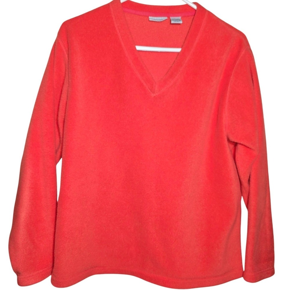 Cabin Creek V-neck Women's Fleece Size Medium Tomato‎ Red